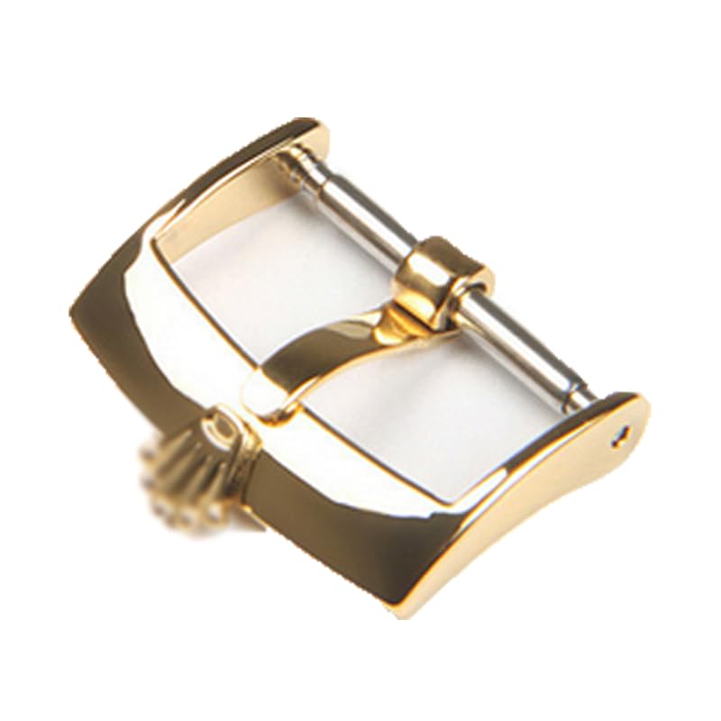Polished Pin Buckle 16mm 18mm 20mm Leather Strap Strap buckle(Gold-Withlogo,18mm)