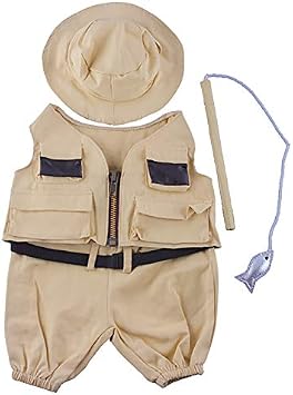 Fisherman w/Hat and Pole Outfit Teddy Bear Clothes Fits Most 14 - 18 Build-A-Bear and Make Your Own Stuffed Animals