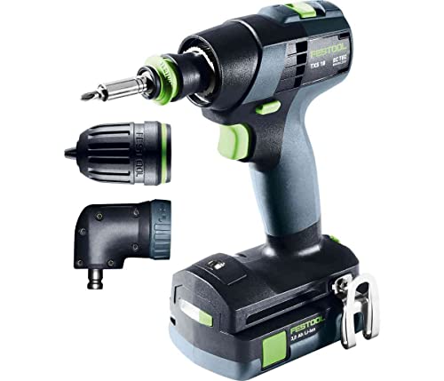 Festool Akku-Bohrschrauber TXS 18 C 3,0-Set (mit Akkupacks, Schnellladegerät, Magnet-Bithalter, Werzeugfutter, Winkelvorsatz, Schnellspannbohrfutter, Bitkassette, Bit, Gürtelclip), im Systainer – Bild 3
