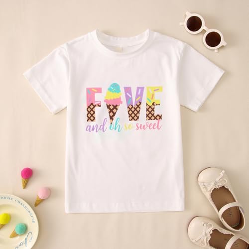 KEKEMI Toddler Girl Birthday Outfits 2nd 3rd 4th 5th 6th 7th Ice Cream Birthday Shirts Tutu Skirt Set Cake Smash 2Pcs Outfit3