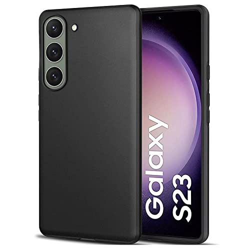 Image of TheGiftKart Sleek Back Cover Case for Samsung Galaxy S23 5G | Slim Fit Protective Design | Ultra Matte Finish | Camera Protection Bump | Soft Silicon Back Cover for Samsung S23 5G (TPU | Black)