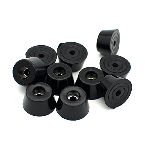 Black Round Rubber Feet With Steel Washer Built-In Pack Of 10 (D30X22Xh15Mm) #TOP4