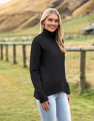Image of Zeagoo Women's Turtleneck Sweater 2026 Fall Winter Chunky Knitted Pullover | High Low Hem Trendy Basic Jumper Top, Long Sleeve Casual Knit Pullover 2026, Fall Fashion Outfits, Winter Clothing for Women