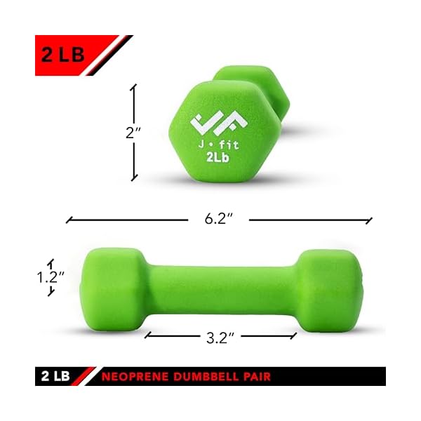JFIT Dumbbell Pairs or Sets – Neoprene & Vinyl Coated Hand Weights for Home Gym, Strength Training, Aerobics, Cardio Exercise and Fitness - Image 2