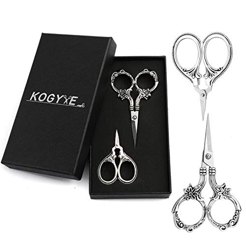 2 Pair Embroidery Scissors, Classic Daisy Design Scissors Sharp Tip Stainless Steel, DIY Tools Dressmaker Small Scissor for Fabric, Embroidery, Craft, Needlework (Silver)