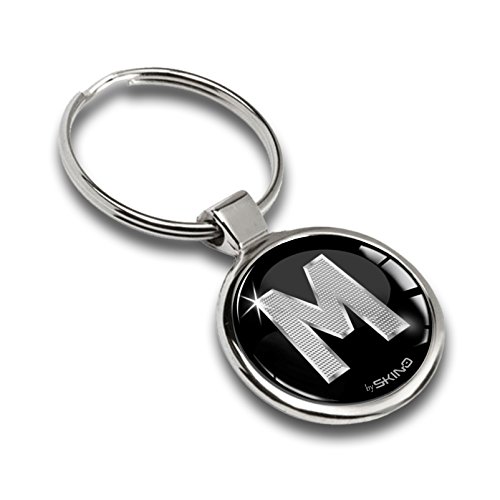 Skino KK 13 - Llavero de metal con letra de inicial, para coche, moto, llavero con alfabeto, nombre de acero, color plateado