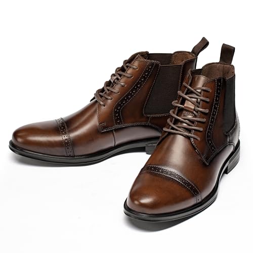Image of ArcBrothers Men's Chelsea Boots, Relaxed Fit Roomy Toe Box Design, Premium Leather Slip-on Ankle Boots, All-Day Comfort