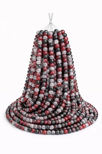 Image of SS Paradise 8mm Glass Beads (6 Colors 300 Pieces) for Jewellery Making | Round Loose Beads Strands for Necklace, (Set 2)
