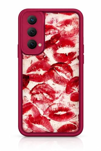 Image of COVERLY Lips Back Case Cover Compatible for OnePlus Nord 5 5G | Hot 3D Sexy Lips Retro Embossed | 360 Camera Protection | Lip Kiss Print Cute Soft Touch Liquid Silicone Phone Case (TPU | Love Red)