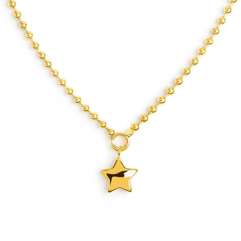 Collier femme Marlù 18CN126G chaîne à billes et pendentif étoile couleur or