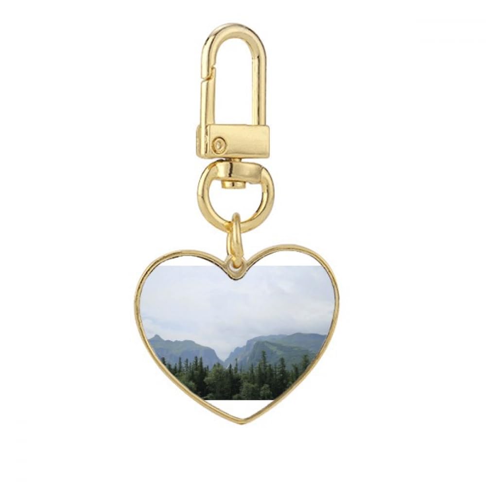 Baiyun Pine Forest Art Deco Fashion Gold Heart Keychain Metal Keyring Holder