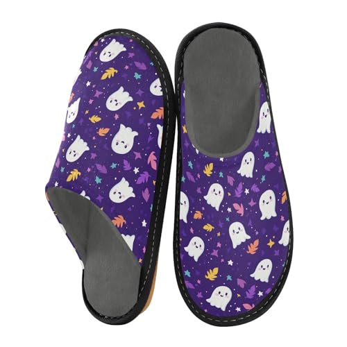 JUNZAN Cartoon Blue Halloween Memory Foam Slippers for Women Men House Slippers for Bedroom Indoor