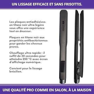 LISSARA - Fer à Lisser Professionnel - Plaques en Black Titanium et flottantes - 250°C - Special Lissage Brésilien (Classic Evolv Noir)
