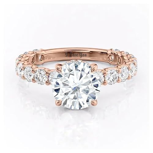 SISGEM 10K 14K 18K Solid Gold Moissanite Engagement Rings Bridal Set for Women, 1-3 Carat Round-cut Pavé moissanite Wedding Band Set Promise Rings with Hidden Halo for Her2