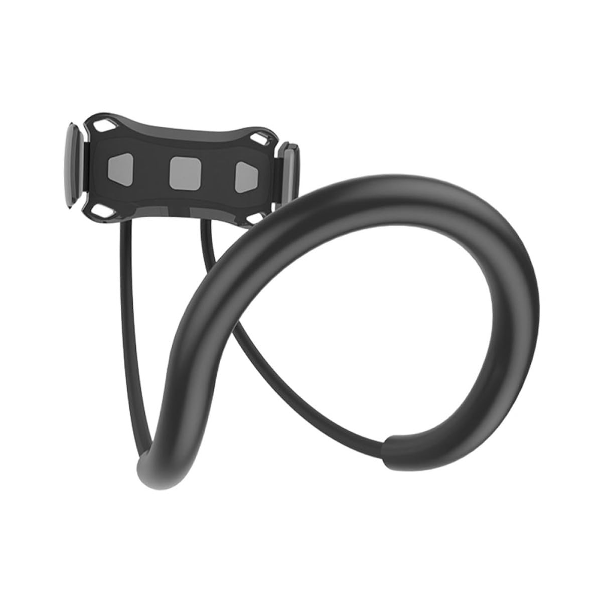Soporte para Móvil y Tableta Colgante para Cuello, Brazo Flexible Ajustable, Espuma Antideslizante, Compatible Teléfonos Domésticos, Color Negro, Compacto y Portátil
