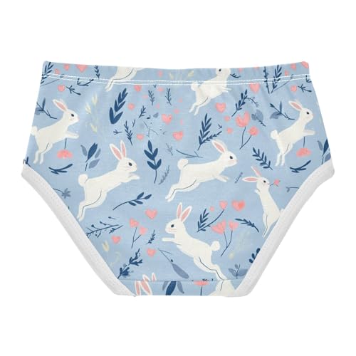 Wusikd Rabbits Running Girls' Underwear Cotton Blue Wildflowers Girls Briefs Soft Toddler Underwear 2T2