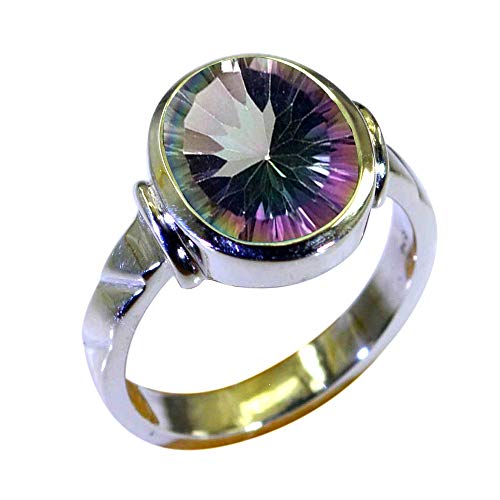 Image of 55Carat Choose Your Color Natural Gemstone Sterling Silver Statement Rings Oval Shape Handmade Sizes 5-12