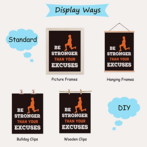 Chditb Sports Fitness Art Print, Motivational Quotes Exercise Wall Art Painting, Canvas Inspirational Fitness Quote Poster For Gym, Set Of 4 (8"X10") Workout Bodybuilding Phrases Wall Art For Training Gym Weight Room Home Decor(Brown) #TOP5