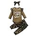 Verve Jelly Neugeborenes Baby Mädchen Camouflage Outfits Langarm Rüschen Strampler + Camo Pants + Stirnband 3Pcs Baby Kleidung Set