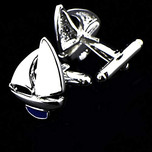 Mancuernillas para hombre KnBoB en plata diseño velero miniatura 3