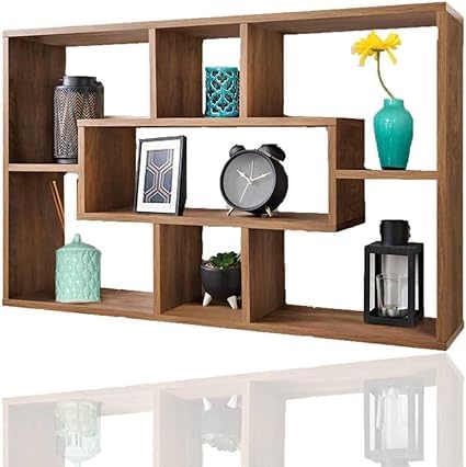 RTS Floating Shelf - Multi Compartment Shelving Unit - Wall Mounted Storage Organiser Unit, Hanging Shelves Bookshelf, Book Shelves for Living Room Display Wooden Wall Shelves for Bedroom (Oak)