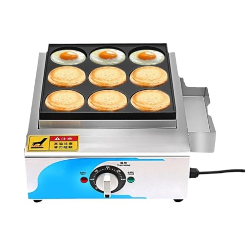 Commercial Electric Heating Red Bean Cake Machine, 9 Holes Egg Pancake Frying Pan, 50-300? Safe Temperature Control Rapid Heating, Red Bean Cake Machine