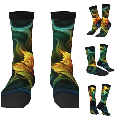 LZQPOEAS Colored flower Athletic Socks Unisex Cushioned Crew Socks Hiking Running Calf Sock Soft Above Ankle Sock