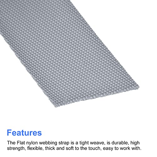 Image of MECCANIXITY Flat Nylon Webbing Strap 1 Inch 15 Yards Gray for Backpack, Cargo Strap, Luggage-rack