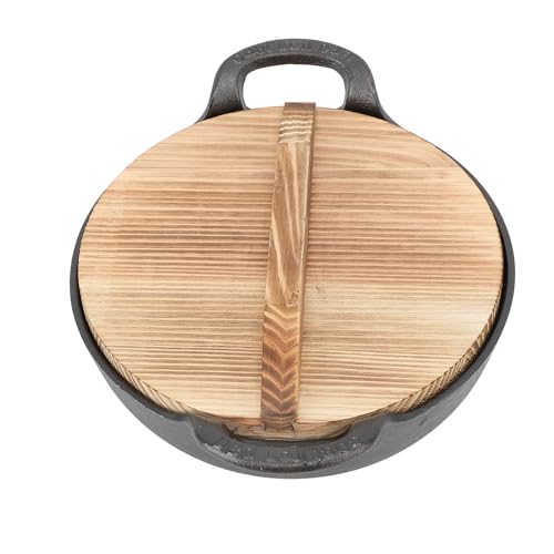 Wok de Hierro Fundido GLOGLOW con Tapa de Madera 20 cm miniatura 5