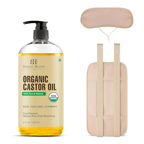 Botanic Hearth 100% reines und natürliches Rizinusöl mit Wickel für Körper und Haare (236 ml) | Angereichert mit kaltgepresstem Rizinusöl | Haaröl repariert trockenes strapaziertes Haar stärkt es u