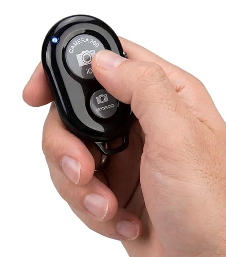 Image of skysia Bluetooth Remote for Mobile Wireless Camera Shutter Button | Photo Clicker Remote for Selfie Stick, Tripod & Vlogging | Compatible with iPhone, Android Smartphones & Tablets, Black (Pack of 2)