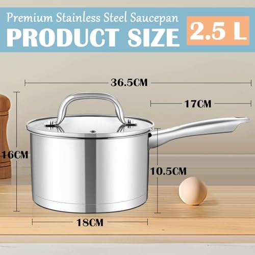 Casserole triple épaisseur induction 2.5L avec graduation interne précise - 3