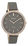 Gehäusehöhe : ca. 6.9 mm Oozoo Vintage Strass Damenuhr Lederband 40 MM Rose/Grau/Grau C9803
