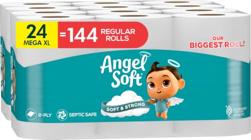 Angel Soft Toilet Paper, 24 Super Mega = 144 Reg Rolls
