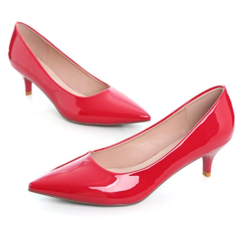 Image of Women's Low Kitten Heel Pumps Classic Fashion Dress Pumps Simple Heeled Shoes for Office Work