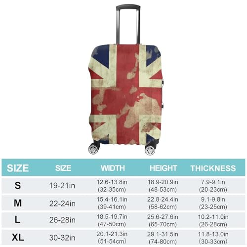 Vintage Union Jack British Flag Luggage Cover, Washable Elastic Suitcase Cover Protector Fit 18-32 Inch Luggage2