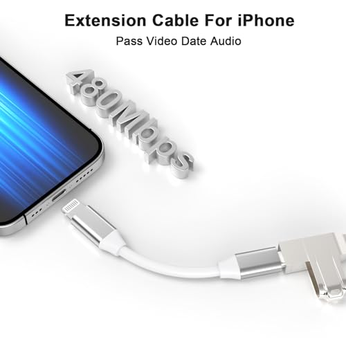 Image of 9cm Lightning Male to Lightning Female Charger Adapter,iPhone Extension Charging Adapter Cable Cord Connector Converter Dongle Compatible with iPhone 14 13 12 11 XS XR X 8 7 6 Not USBC | 9CM iPhone Charger Extension Cable Cord Connector Converter Dongle Compatible with iPhone 14 13 12 11 XS XR X 8 7 6 Not USBC