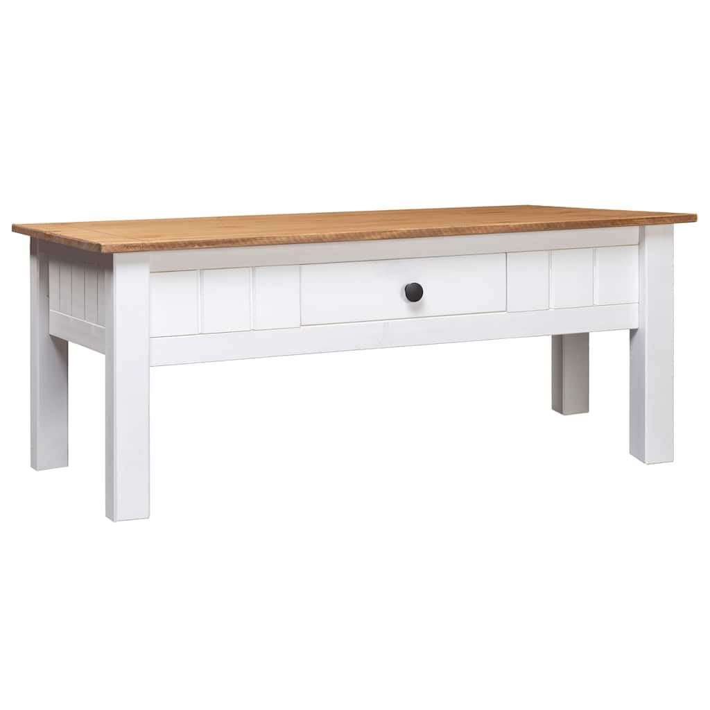 vidaXL Mesa Centro Madera de Pino Estilo Panamá Mobiliario Duradera Robusta Resistente Práctica Funcional Elegante Moderna Útil Blanca 100x60x45cm