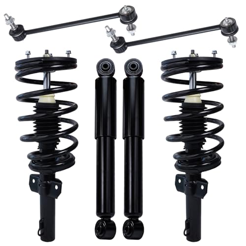 Image of Detroit Axle - 6pc Suspension Kit for Ford Windstar 1995-2003, 2 Front Struts w /Coil Spring 2 Rear Shock Absorbers Assembly 2 Front Sway Bar End Links 1996 1997 1998 1999 2000 2001 2002 Replacement