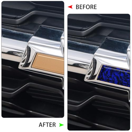 Image of QianBao Compatible with Blue Forged Carbon Fiber Vinyl Wrap 11.8 inch x 4 inch Chevy Bowtie Emblem Wrap Kit with Spatula and Cutter 3 Pcs Universal Logo Overlay