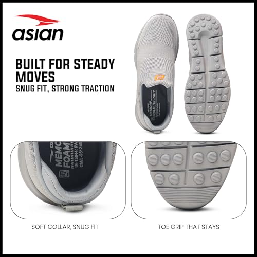 Image of ASIAN Wonderwalk-21 Walking Shoes for Men | Lightweight, Air Cooled Upper & Memory Foam Insole | Slip-On Sneakers for Walking, Travel & All-Day Comfort