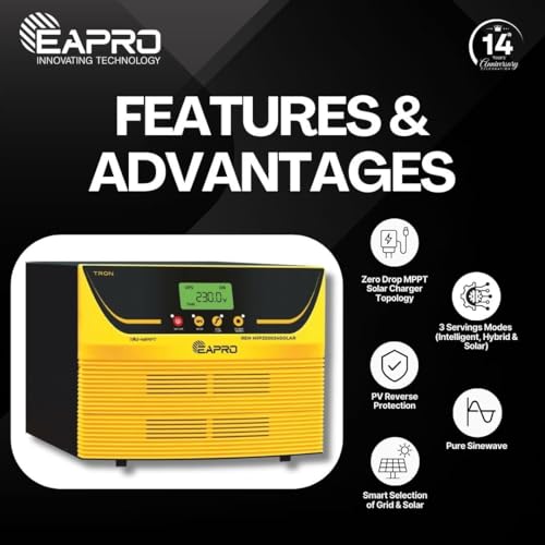Image of EAPRO TRON 3200 3000VA 24V Solar PCU | Lithium Compatible | AI-MPPT | Dual & Single Battery | Supports 6 Panels (520-590Wp) | Pure Sine Wave | RTC Smart Charging | 3 Years Warranty