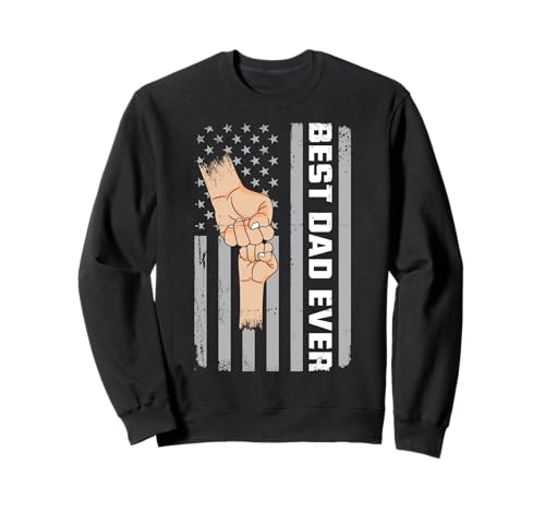 Bandera estadounidense con texto en inglés "Best Dad Ever Child Dad Fist Bump Father's Day" Sudadera