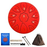 ZoraYorce 15 cm Edelstahl-Zungentrommel mit 11 klaren Tönen, Percussion-Instrument mit Notenbuch, Mallets und Tragetasche, Musiker-Geschenk für Familie und Freunde