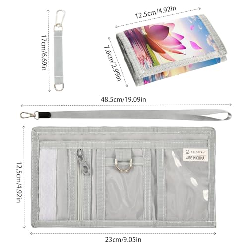 Lotus Stones Water Surface Kids Wallet for Boys Girls Trifold Sport Outdoor Wallets for Youth Teen Children Wallet with Zippered Coin Pockets Card Holders Novelty Wallets with Magic Sticker3