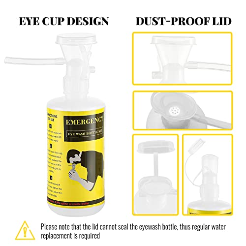 Cgoldenwall Portable Eye Wash Station Wall Mounted Eyewash Station Double 500Ml Empty Eyewash Replacement Bottle Emegency Eye Washing Kit For Personal Use, Not Include Eyewash Solution #TOP2