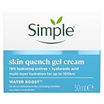 Simple Water Boost Skin Quench Gel Face Cream with 19% Hydrating Actives and Hyaluronic Acid Moisturiser for Dry Skin 50 ml