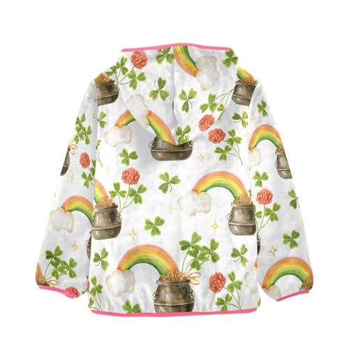 OTVEE St Patricks Clover Rainbow Kids Hoodie Jacket Fall Spring Full Zip Warm Outwear Coat2