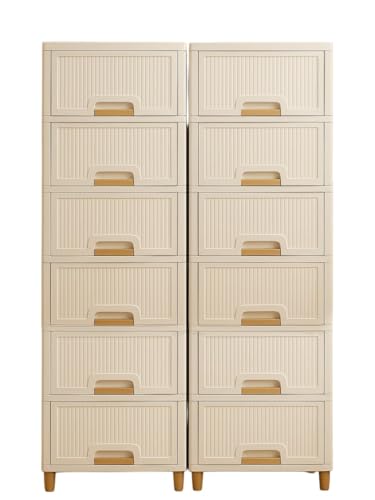 Image of mechdel Cupboard Rack for Clothes Plastic Cabinet for Storages Foldable Wardrobe for Clothes Plastic Cloth Rack for Storages Clothe Storage (Cupboard Rack-1 Door - White, 6+6 (Set))