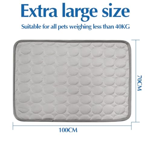 RANJIMA Kühlmatte für Hunde Groß, Selbstkühlend Hundematte 100 * 70cm Kühldecke für Hunde, Ungiftig Waschbar Hund Kühlkissen Hundekühlmatte XL für Drinnen, Draußen und Auto (Grau, 100x70cm)